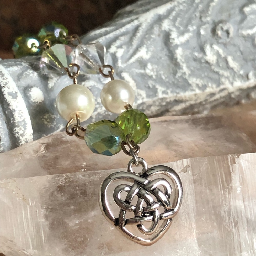 Celtic Heart Charm Bead Bracelet